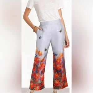 Woman Cropped Printed Silk-twill Straight-leg pats Lilac Sz 6